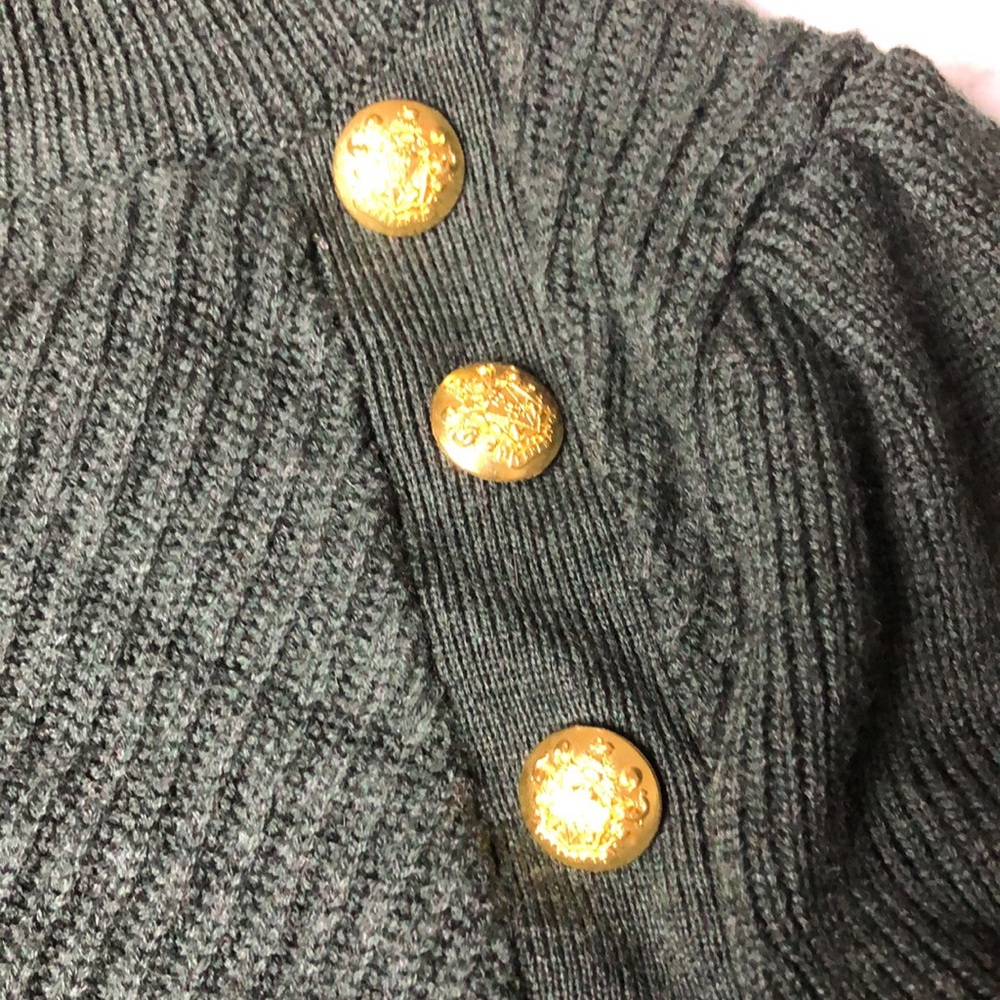 VERONICA Beard Dark Green Ribbed Button-Shoulder Women's Sweater Size XS - Picture 10 of 10